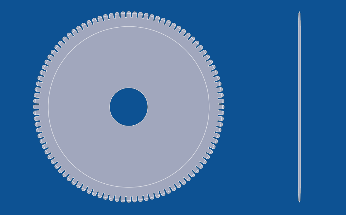 Kreismesser mit konvexer Zahnperforation, 127 mm Durchmesser, Teilenummer 90099