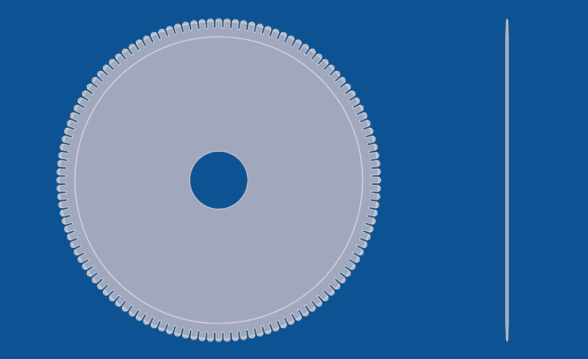 Kreismesser mit konvexer Zahnperforation, 177,8 mm  Durchmesser, Teilenummer 90100