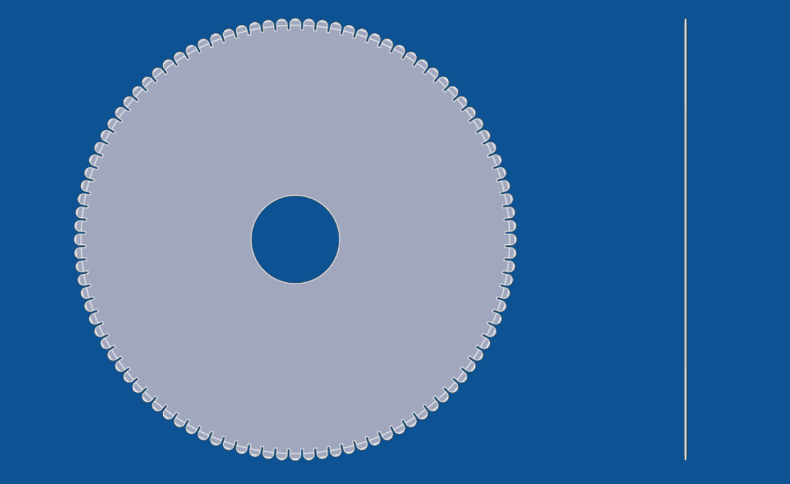 Kreismesser mit konvexer Zahnperforation, 508 mm Durchmesser, Teilenummer 90104
